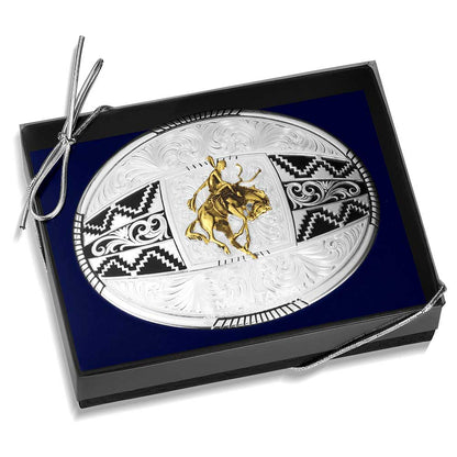 Aztec Buckle with Ranch Bucking Horse