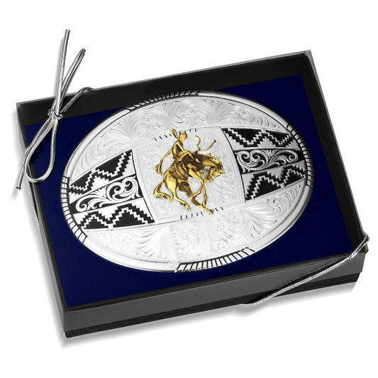 Aztec Buckle with Ranch Bucking Horse