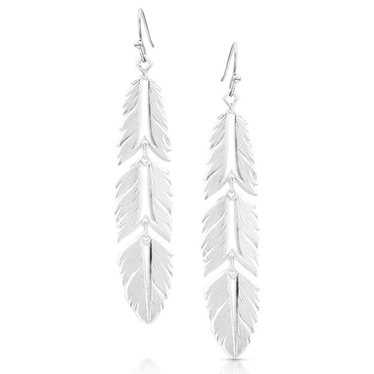 Montana Silversmiths Stunning Fine Silver Freedom Feather American Made Earrings