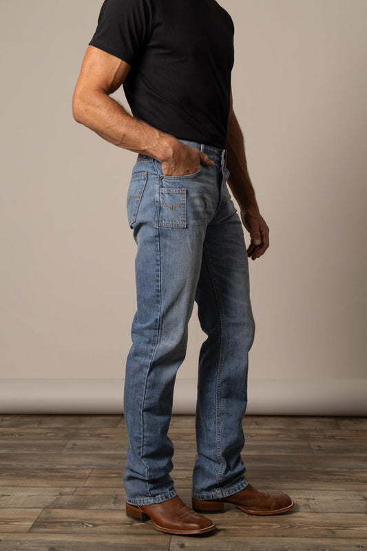 Kimes Ranch Jeans Men's Slim Fit Boot Cut 100% Cotton ORIGINAL BARNEY is BACK!