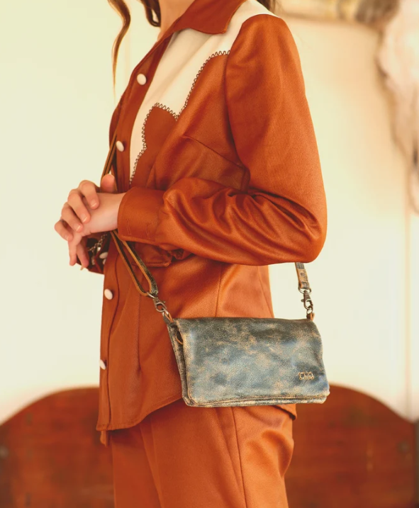 Cadence - Black Lux Crossbody Clutch