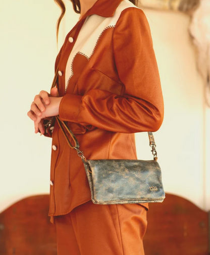 Cadence - Black Lux Crossbody Clutch