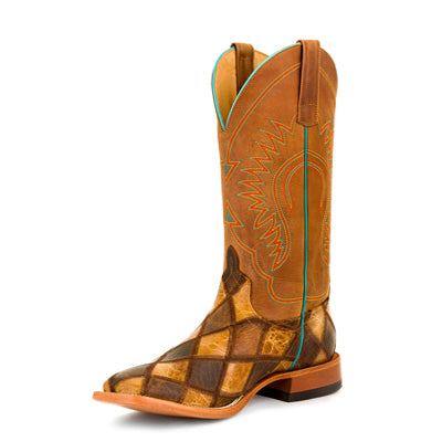 Horse Power Crazy Train Patchwork Leather Vamp w/ Honey Crazy Horse
