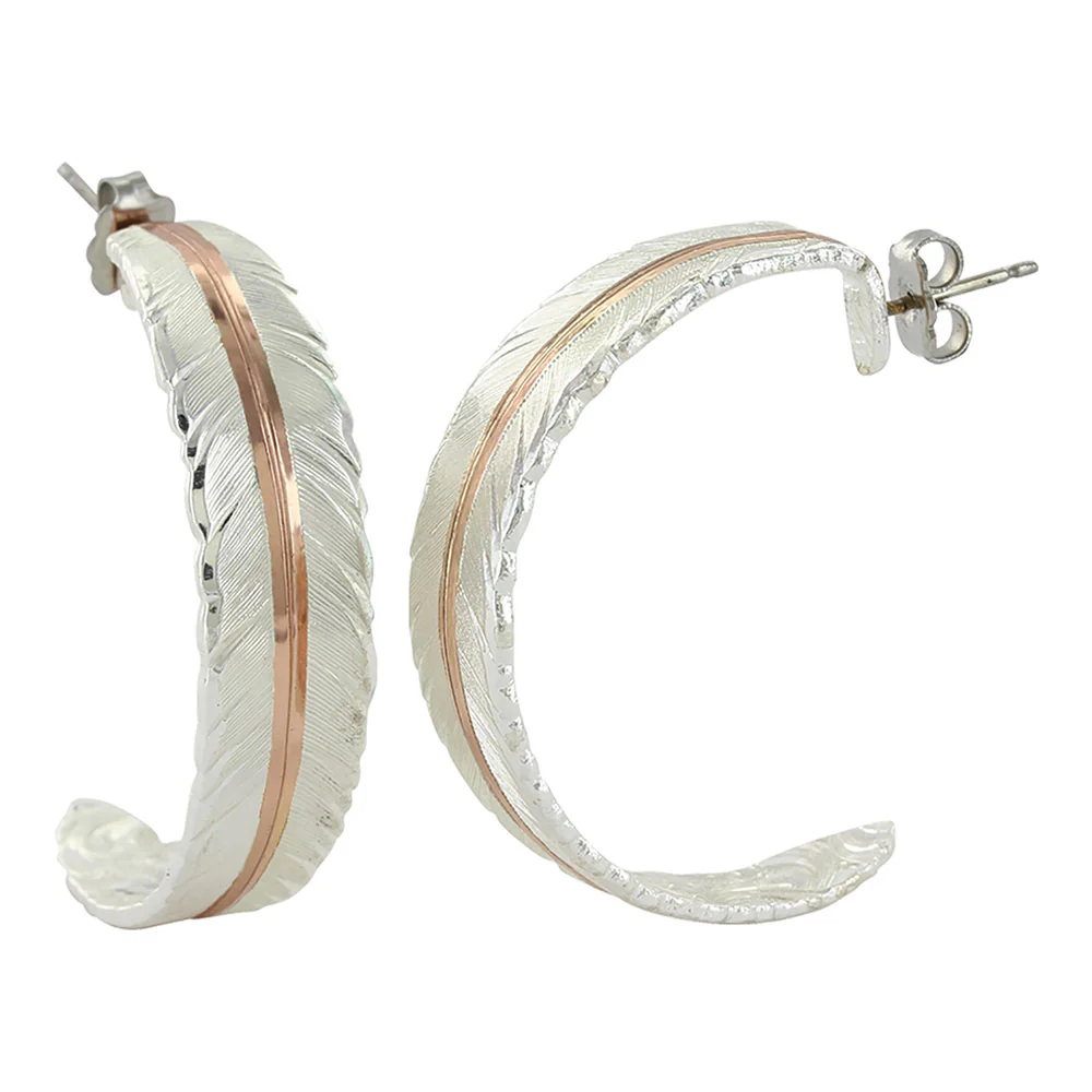Montana Silversmiths Feather Hoop Sterling Silver Earrings ER3430RG
