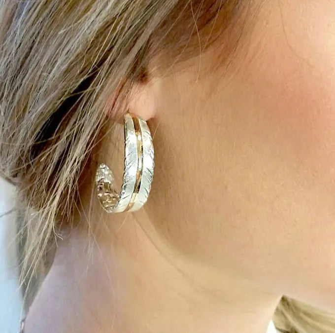Montana Silversmiths Feather Hoop Sterling Silver Earrings ER3430RG