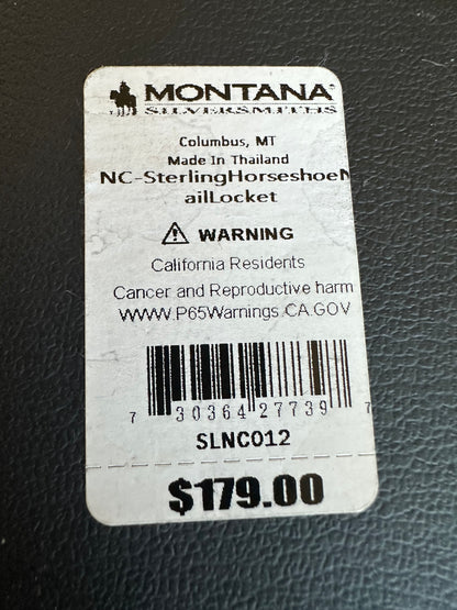 Rare Montana Silversmiths Sterling Lane Silver Horseshoe Nail Locket