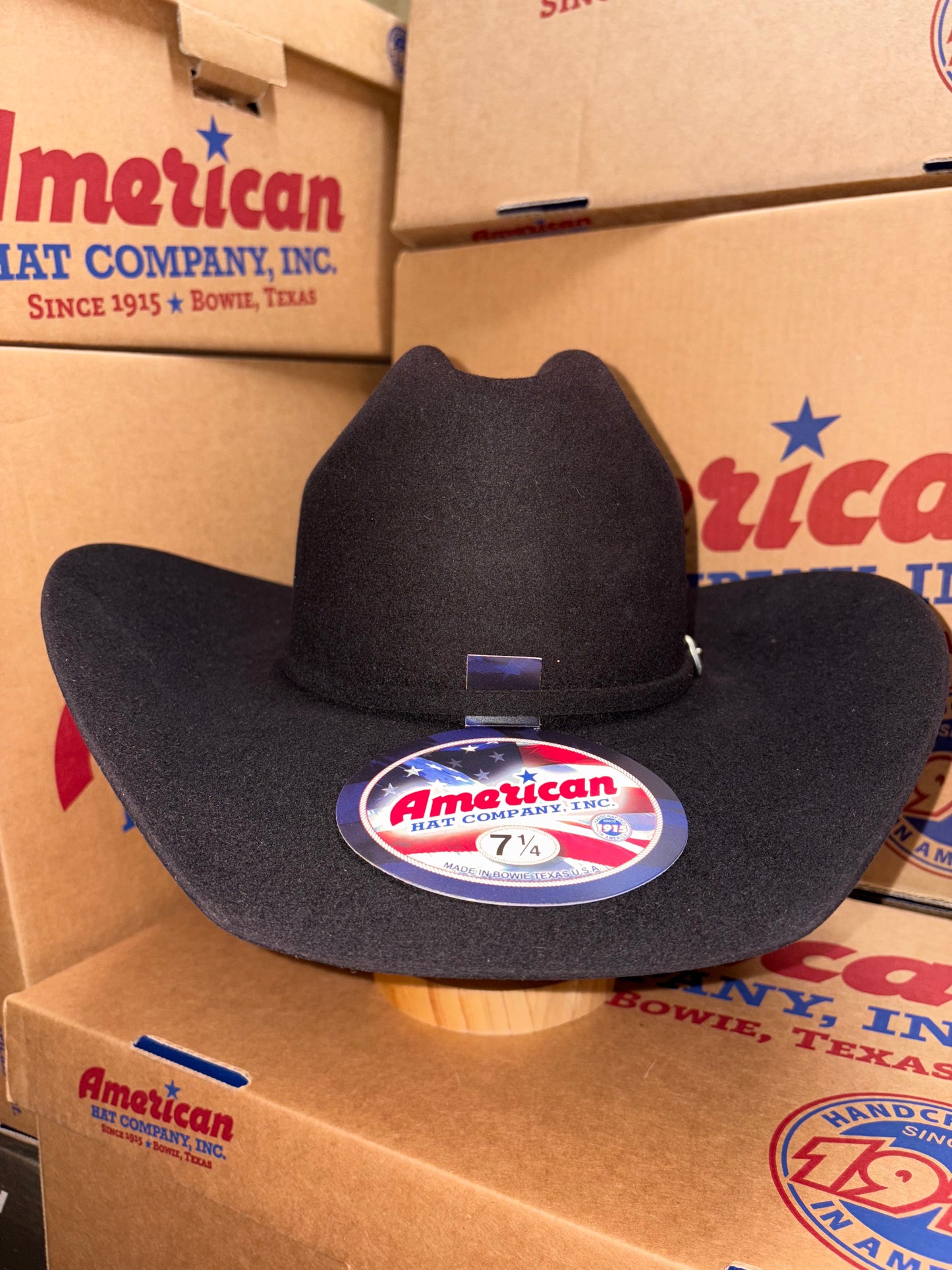 American Hat Company 7X Black Felt Ranchers Crown Western Hat Unisex