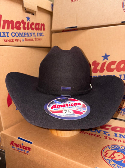 American Hat Company 7X Black Felt Ranchers Crown Western Hat Unisex