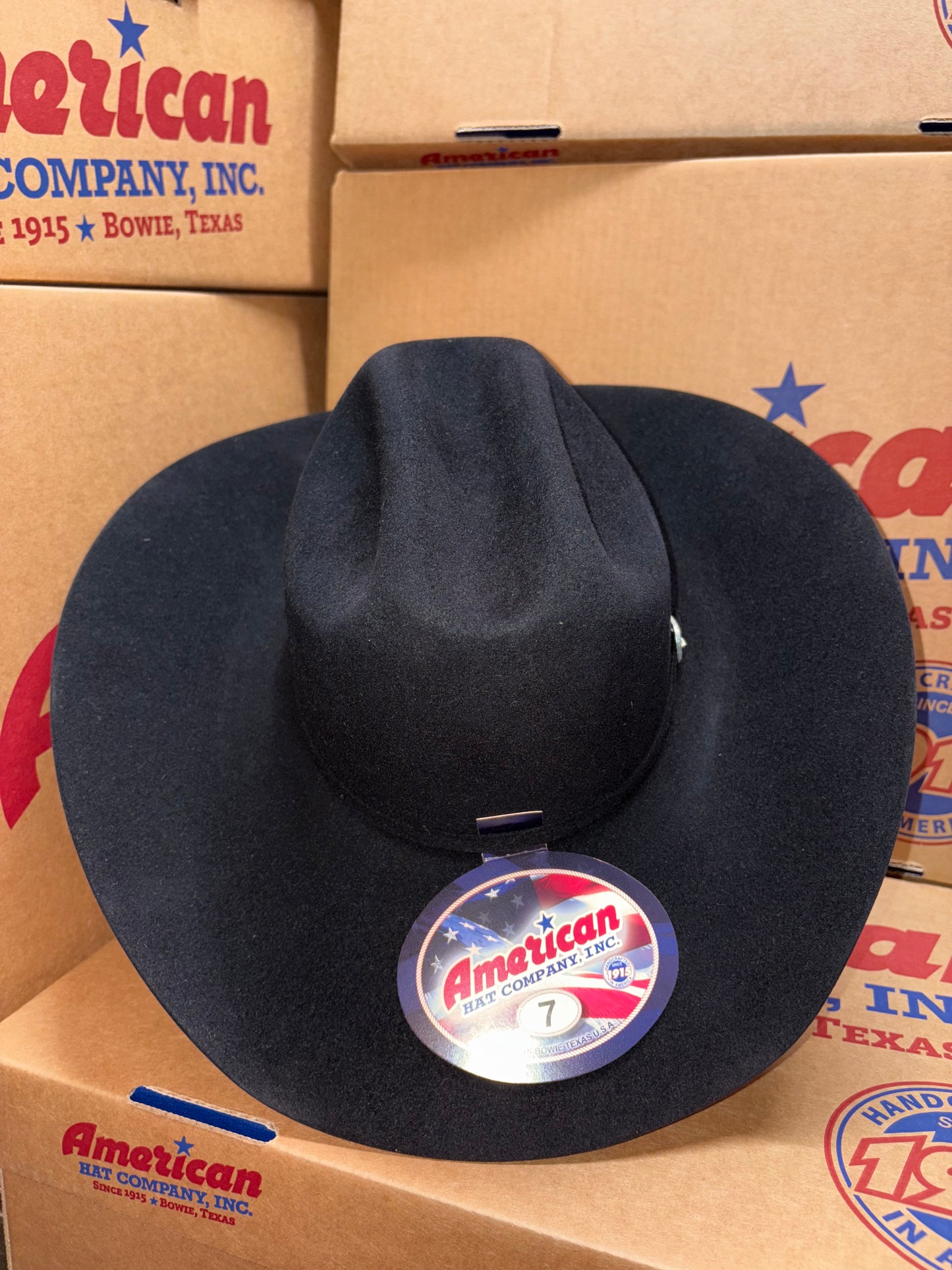 American Hat Company 7X Black Felt Ranchers Crown Western Hat Unisex
