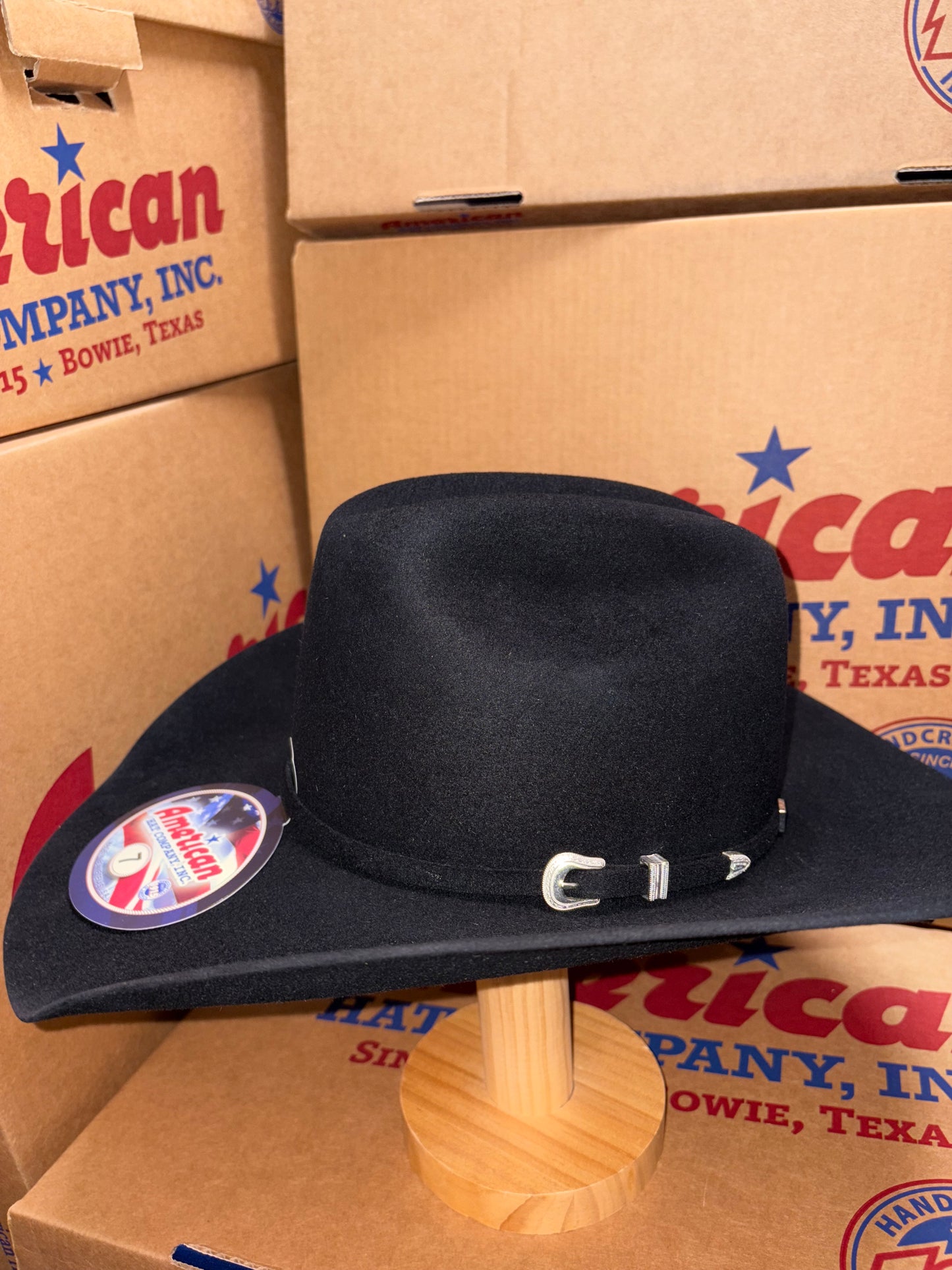 American Hat Company 7X Black Felt Ranchers Crown Western Hat Unisex