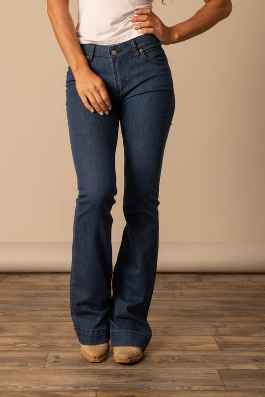 Kimes Ranch Jeans Women's ORIGINAL MID RISE Dark Indigo Lola Trouser