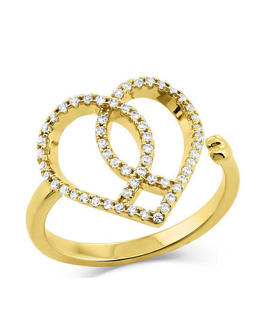 Montana Silversmiths 18kt GOLD PLTD Connect Faith Heart ADJUSTABLE Ring STUNNING