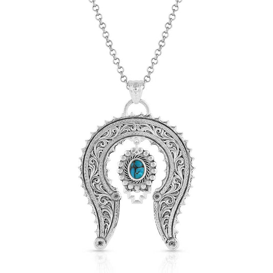 Montana Silversmiths Blue Spring Turquoise Squash Blossom Necklace