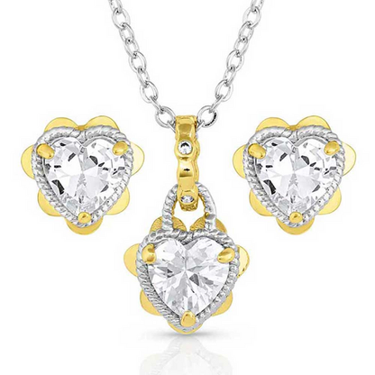 Montana Silversmiths Petaled Flowered Heart Jewelry Set JS5279
