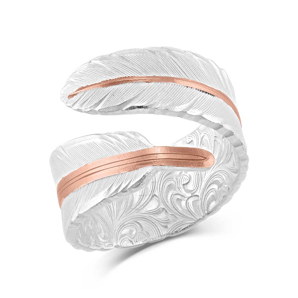 Montana Silversmiths Rose Gold Filament Sterling Silver Feather Ring