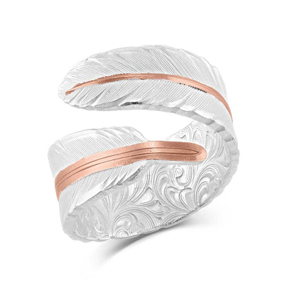 Montana Silversmiths Rose Gold Filament Sterling Silver Feather Ring