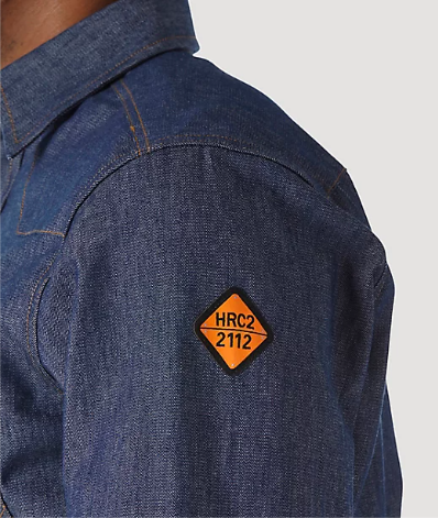 Wrangler Men's FR Flame Resistant Western Denim Snap Work Shirt BIG & TALL