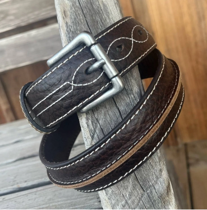 3D Brown Leather Youth Children's Belt D10000002 Removable Buckle