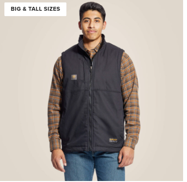 Ariat Men's Extended Size Rebar DuraCanvas Vest