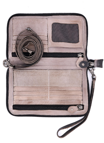 Templeton II - Black Grey Rustic - Wallet Crossbody Clutch