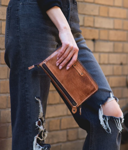 Templeton II - Tan Rustic - Wallet Crossbody Clutch