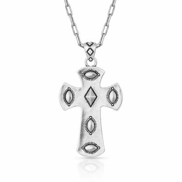 MONTANA SILVERSMITHS Studded Royal Chunky Silver Cross Necklace NC4908