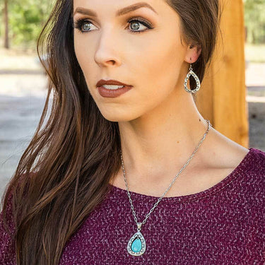 Montana Silversmiths Roadrunner Silver & Turquoise Scalloped Jewelry Set JS5129