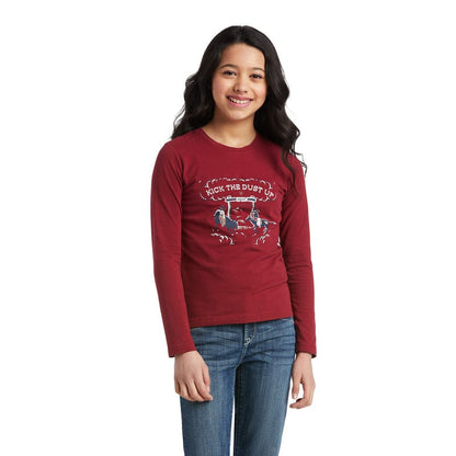 Ariat Girls Kick the Dust Up Rhubarb Long Sleeve Tee Shirt 10038069