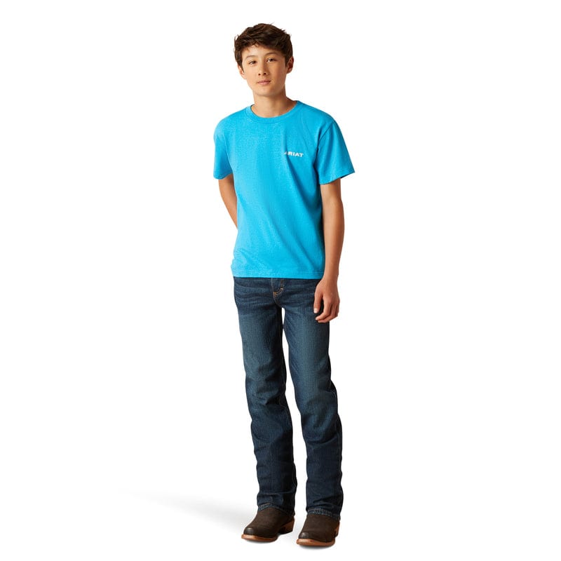 Ariat Kid's Turquoise Heather Short Sleeve Western Wire T-Shirt 10047912
