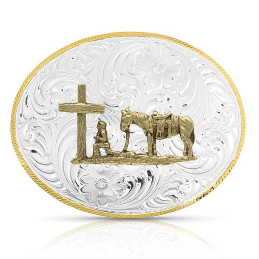 Montana Silversmiths Petite Two-Tone Small Christian Cowboy Buckle