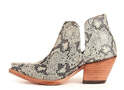 Ariat Leather Distressed Black White Snake Dixon Bootie