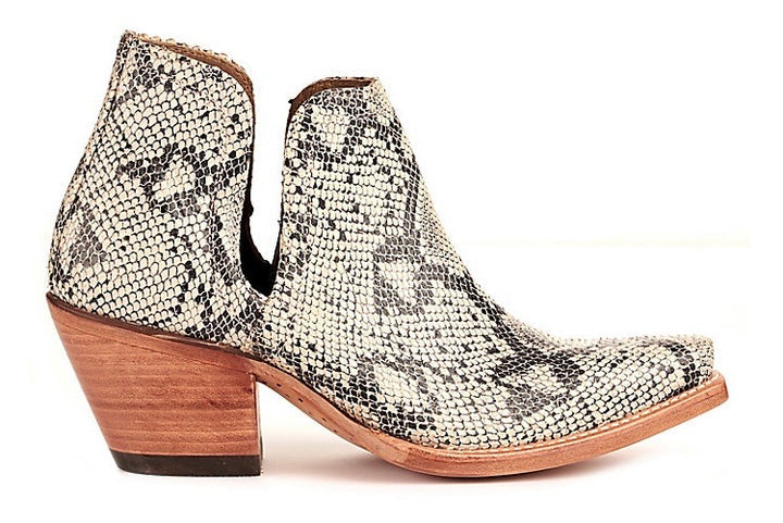 Ariat Leather Distressed Black White Snake Dixon Bootie