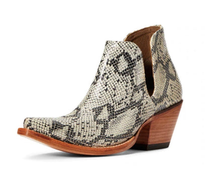 Ariat Leather Distressed Black White Snake Dixon Bootie