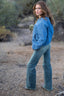 Kimes Ranch Jeans Women's HIGH RISE Stovepipe Raw Hem OLIVIA Flare Jeans