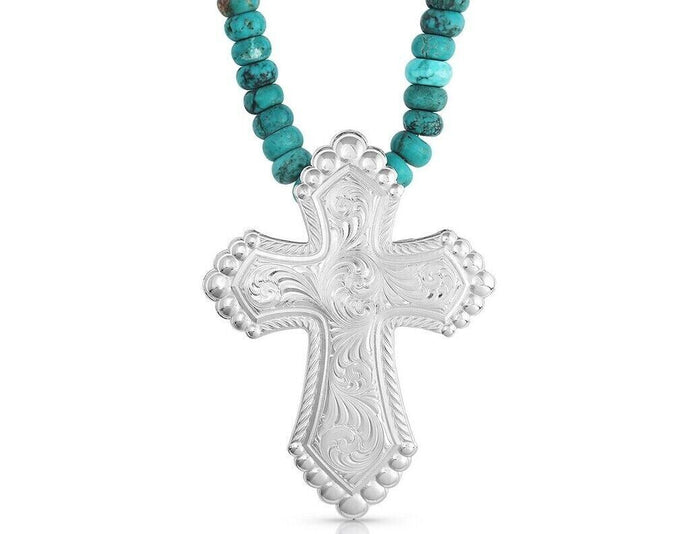 Montana Silversmiths Authentic Turquoise Cross Faith Necklace