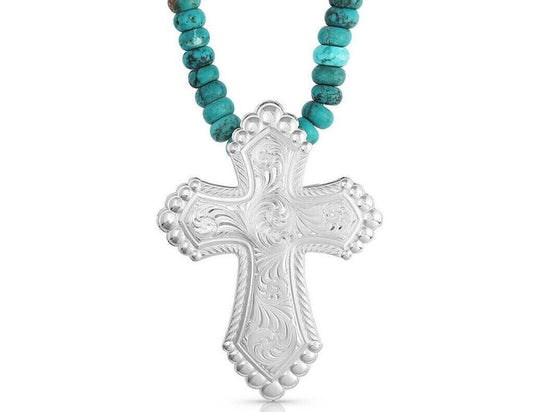 Montana Silversmiths Authentic Turquoise Cross Faith Necklace