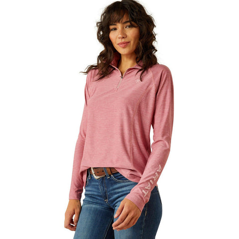 Ariat Laguna Rose Wine Long Sleeve 1/4 Zip Performance Top